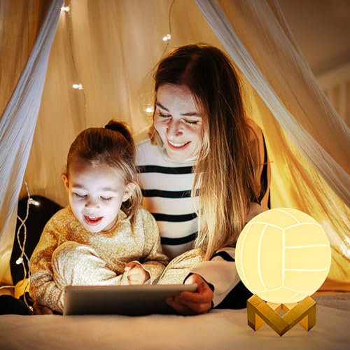 Mydhall Volleyball 3D Night Light with Remote,16 Color Bedside Table Lamp Gifts for Dad,Men,Boys,and Kids Sports Fan Room ...