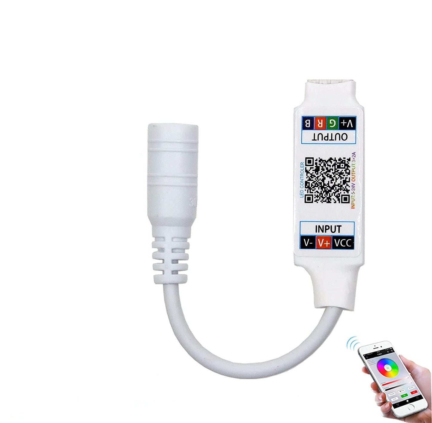 Topxcdz Mini Rgb Bluetooth Controller - Smart App Control For 5V/12V/24V Led Strip, Bluetooth White