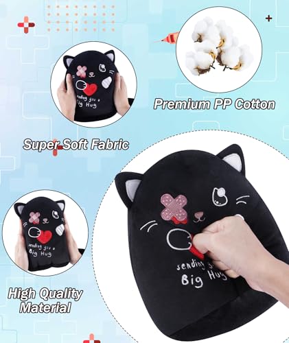 LeYoHa Get Well Soon Cat Plush - Black Cat Stuffed Animals Plushies Toys with Band-Aid Kids' Pillow Cushion Gifts for Pati...