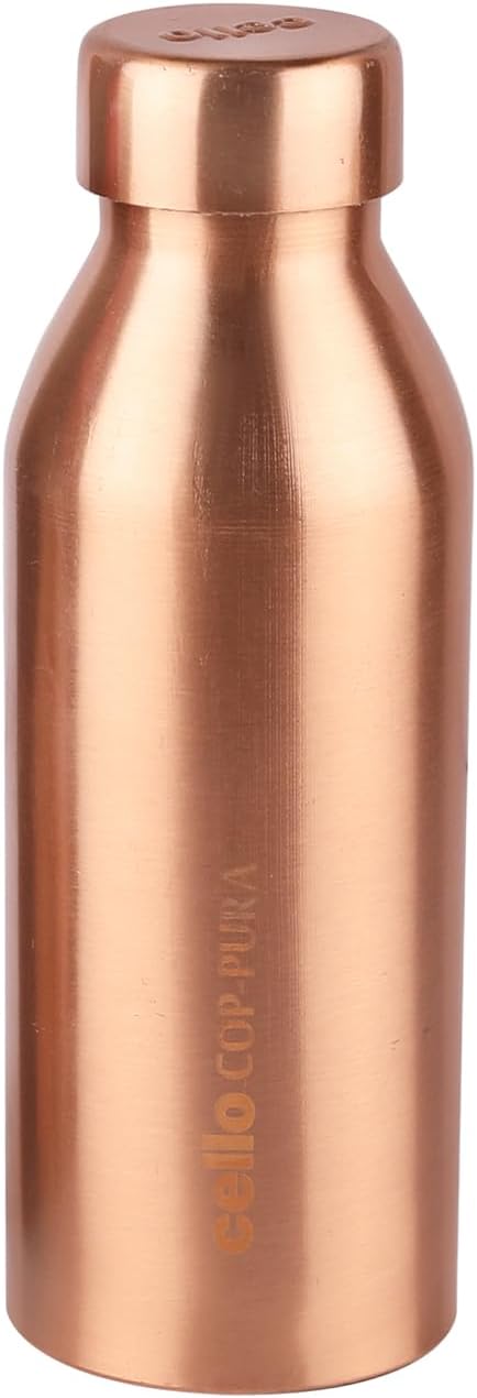 Cello Moksh Copper Bottle | 100% Leak Proof | BPA Free | Office Bottle | Gym Bottle | Yoga Bottle | Hiking | Treking Bottle | Travel Bottle, (Brown, 34oz)