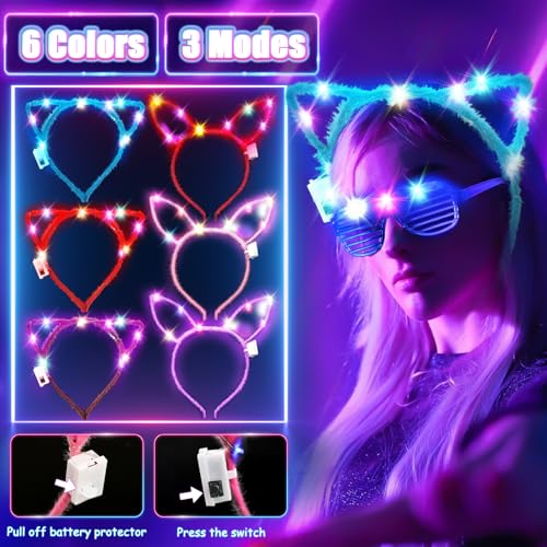 MIBOTE 269Pcs Led Light Up Toys Party Favors Glow in the Dark Party Supplies for Kid/Adults Halloween with Light Up Glasse...