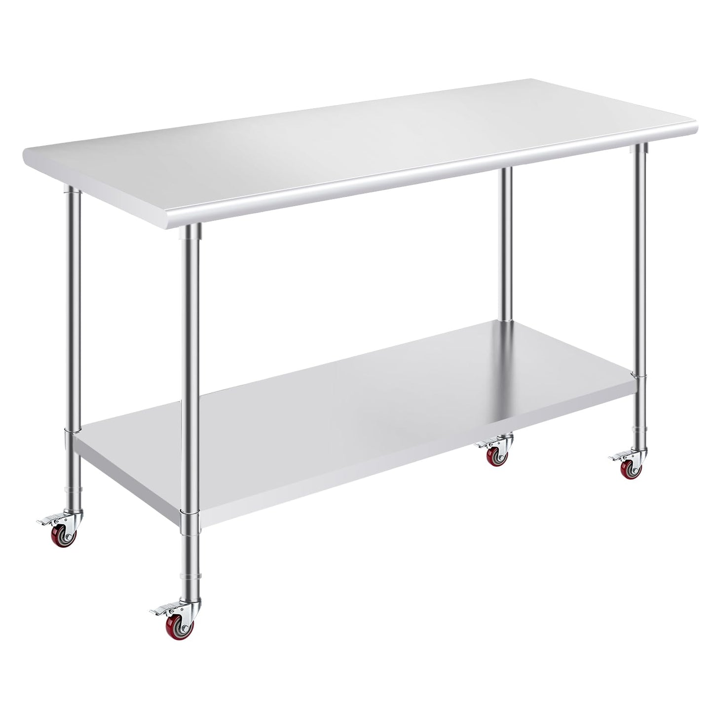 OSTBA Stainless Steel Table for Prep & Work 24x60 Inches with Casters Wheels, NSF Metal Commercial Heavy Duty Table with Adjustable Undershelf for Restaurant Kitchen Home and Hotel