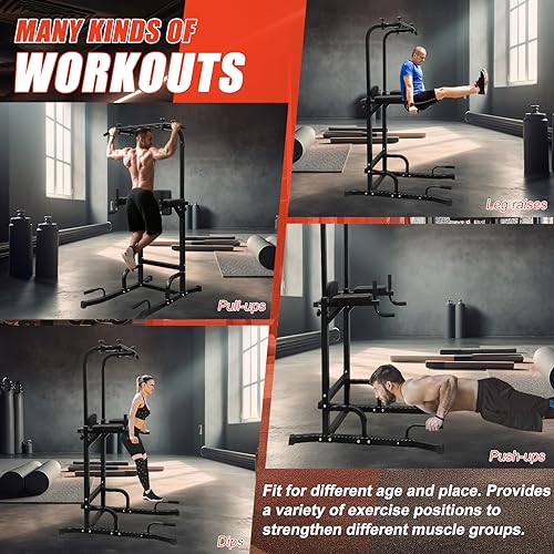 LSKSSNG Power Tower Dip Station Pull Up Bar for Home Office Gym, Multi-Function Workout Dip Station Power Tower for Full B...