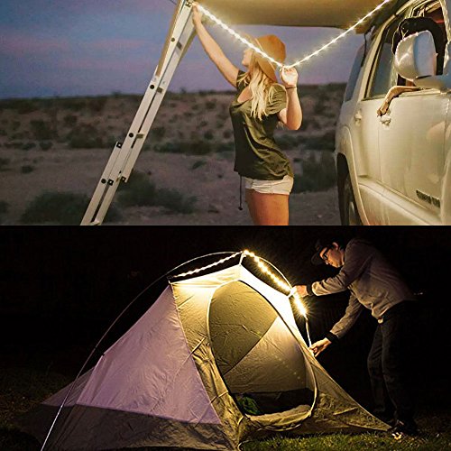 Brizled Warm White Rope Lights, 18ft 216 LED Rope Lights Waterproof, 120V Plugin White Christmas Light Connectable with Cl...