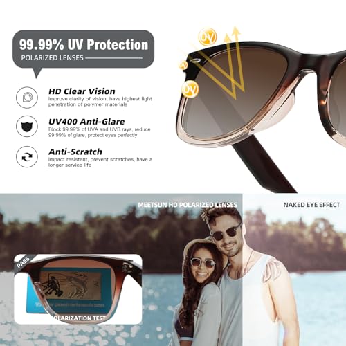 MEETSUN Polarized Sunglasses for Women Men Classic Retro Square Frame Driving Sun Glasses UV Protection