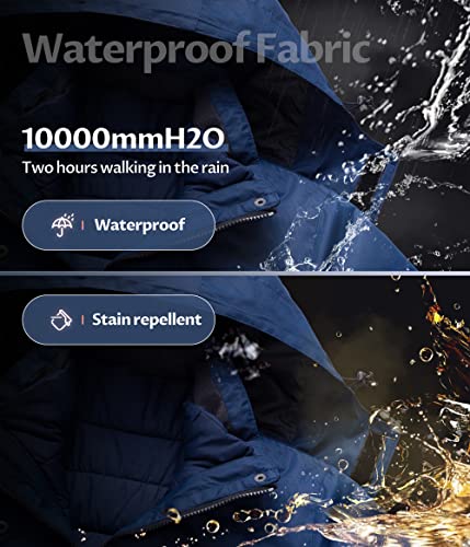 CREATMO US Women's 3 In 1 Waterproof Ski Jacket Windproof Snowboarding Jacket Warm Winter Snow Coat Raincoat