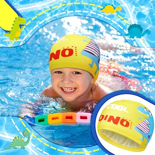 Geyoga 3 Pcs Kids Swim Caps for Boys Girls Age 2-12 Swimming Hat Pool Cap Child Swim Hat for Toddler Youth