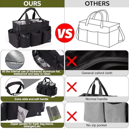 Timoxi Large Wearable Cleaning Caddy Bag with Detachable Divider, Cleaning Organizer with Handles, Cleaning Supply Tote wi...