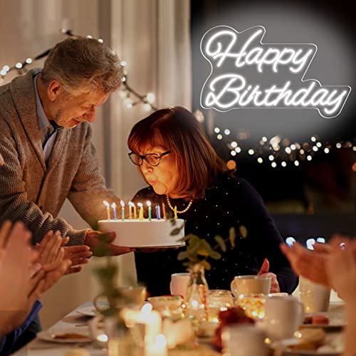 Happy Birthday Neon Sign 16 Inch Reusable Happy Birthday LED Light Up Sign with Dimmable ON/OFF Switch for Birthday Party ...