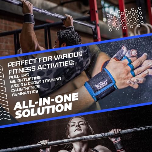 JerkFit WODies Gymnastics & Weightlifting Grips with Wrist Wraps – 3 Hole Versatile Gym Gloves for Pull Ups, Gym Training...