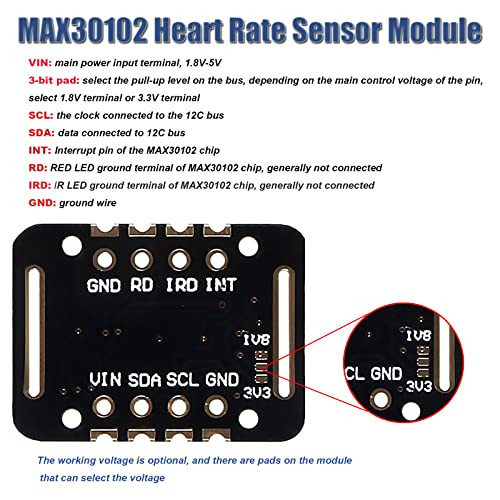 Diitao 4pcs Heart Rate Sensor Module MAX30102 Pulse Detection Blood Oxygen Concentration Calculation Modules Heart Rate Se...