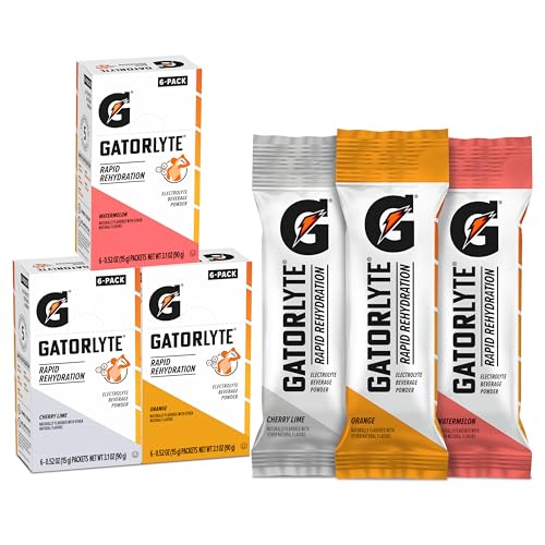 Gatorlyte Rapid Rehydration Electrolyte Beverage, Variety Pack, Lower Sugar, Specialized Blend of 5 Electrolytes, No Artif...