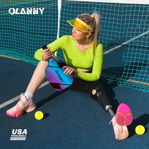 OLANNY Graphite Pickleball Paddles Set- Premium Rackets Fiber Face & Polymer Honeycomb Core Pickleball Set Includes Pickle...