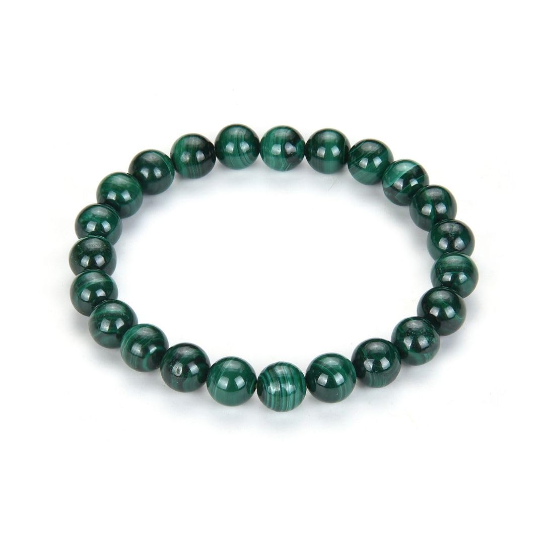 Adabele Real Natural Green Malachite Bracelet Gemstone Beaded Bracelet 7.5 inch Stretch Chakra Healing Crystal Stone Jewelry Wom