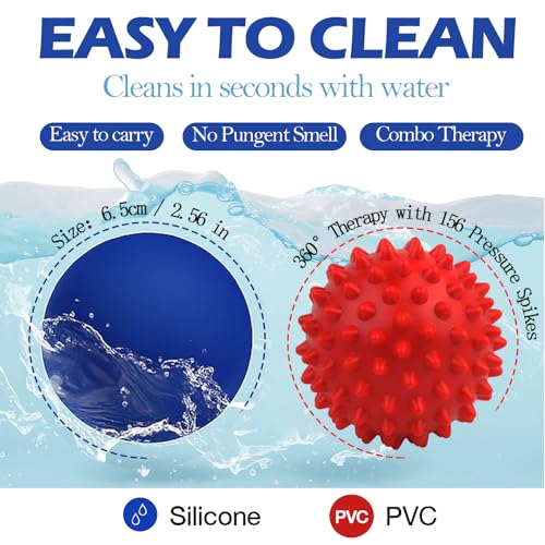 Physical Massage Therapy Ball Set: Lacrosse & Spiky Ball Set for Myofascial Release, Plantar Fasciitis, Stress Relief for ...