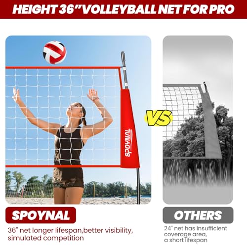 12FT/20FT Portable Volleyball Net Volleyball Net for Backyard Freestanding Volleyball Practice Net Outdoor Indoor Volleyba...