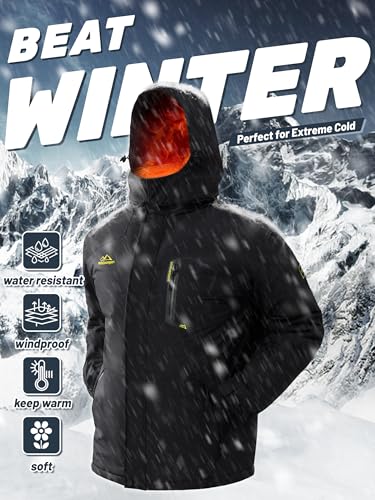 TACVASEN Men's Winter Skiing Jackets Water Resistant Fleece Coats Insulated Thermal Snowboard Jacket Parka Raincoat with Hood