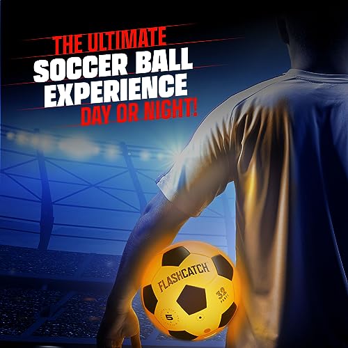FlashCatch Light Up Soccer Ball - Glow in The Dark - NO 5 - Sports Gear Gifts for Boys & Girls 8-15+ Year Old - Kids, Teen...