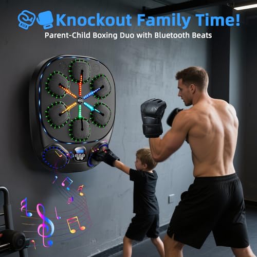 Music Boxing Machine with LED Lights & Bluetooth Speaker – Interactive Punching Bag for Fitness, Rhythm Training & Stress ...