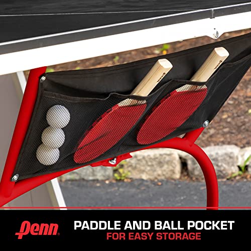 Penn Full-Size Ping Pong Table - Easy Setup, Engineered Wood, Black/White/Red - Preassembled Table Tennis Set - Foldable P...