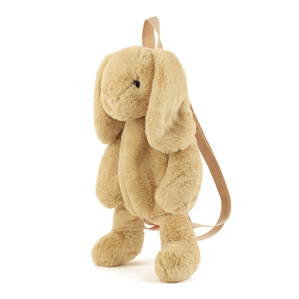 Kmiunty Cute Plush Backpack Cute Animal Backpack Rabbit Backpack Bags with Adjustable Straps (Khaki)