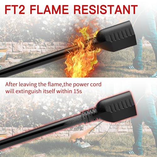 Skrizcable 16/3 50 FT Outdoor Extension Cord Waterproof, Weatherproof & Flame Retardant Black 3 Prong Power Cord Outside f...