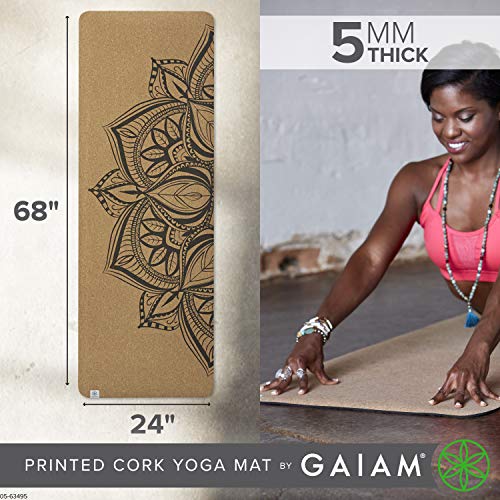 Gaiam Cork Yoga Exercise Mat | Natural Sustainable Cork Resists Sweat and Odors | Non-Slip TPE Backing Prevents Slipping| ...