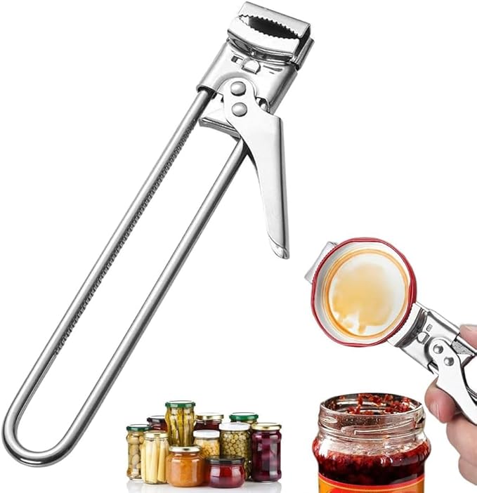 Adjustable Stainless Steel Jar Opener, 2026 New Adjustable Stainless Steel Can Opener, Manual Bottle Lids Off Cover Remover Jar Opener for Weak Hands Household Kitchen Tool (1)