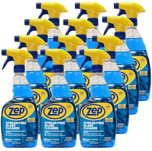 Zep Streak-Free Glass Cleaner - 32 Oz (Case of 12) ZU112032- Professional Grade Formula that Cleans Dirt, Fingerprints, Grime, Smoke Haze, and Toothpaste on Windows, Mirrors, and Other Glass Surfaces