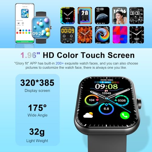 Smart Watch(Answer/Make Call), 1.96" Smartwatch for Men Women, 2025 New Fitness Watch with 110+ Sport Modes, Pedometer, He...