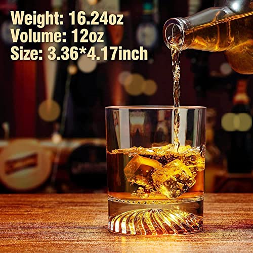 OPAYLY Whiskey Glasses Old Fashioned Glasses Set of 6 12oz Rocks Glasses Gift for Men Women Drinking Bourbon Scotch Cockta...