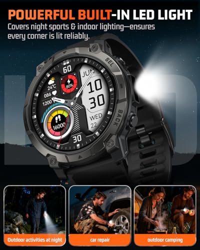 Smart Watch for Men Fitness Tracker: Military Make Answer Call LED Digital Mens Watches Waterproof Smartwatch Android Phon...