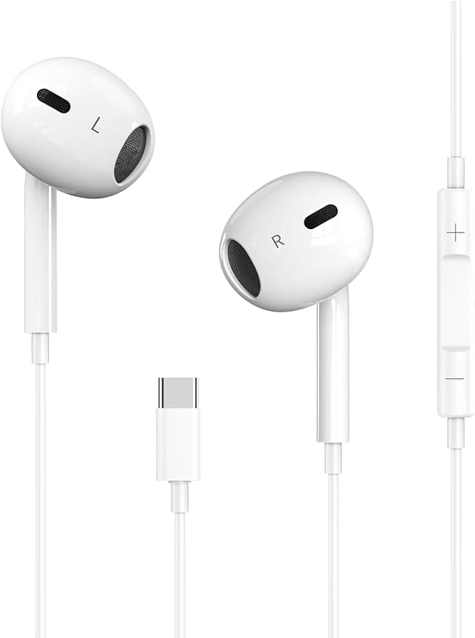 USB C Headphones for iPhone 17/16/15 Earbuds, Type C Earphones with Mic & Remote Control Noise Cancelling for iPhone 17 16...