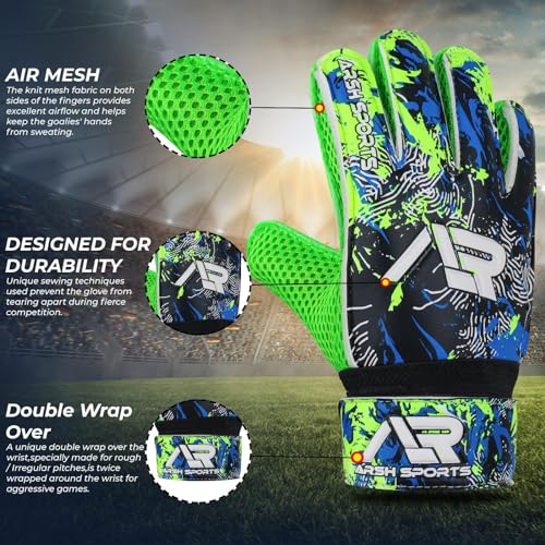Arsh Sports Soccer Goalie Gloves, Football Goalkeeper Gloves for Kids Youth & Adult Strong Grip Finger Save 4mm Latex Fing...