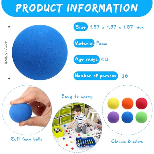 kymqlyw Mini Soft Foam Balls Assorted Play Balls Lightweight for Crafts, Birthday Party Favors and Gifts