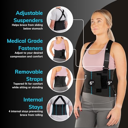 BraceAbility Work Back Brace - Industrial Lower Back Pain Protection Belt for Men and Women, Construction, Moving, Warehou...