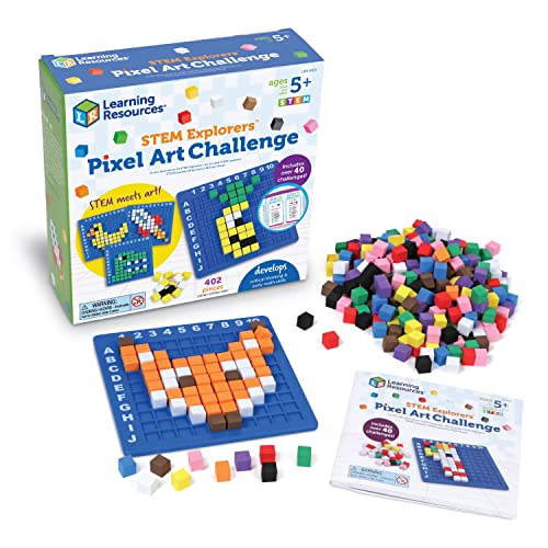 Learning Resources STEM Explorers Pixel Art Challenge - Math Puzzles, Pattern Blocks, Sensory Bin, Arts and Crafts, Math M...