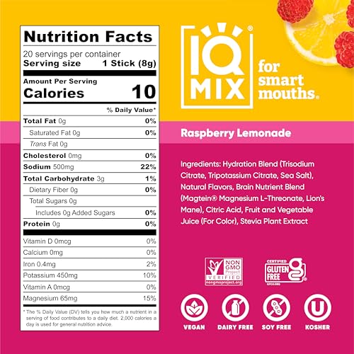 IQMIX Hydration Electrolyte Powder – 4-in-1 Formula for Hydration, Mental Clarity, Mood and Recovery – Sugar-Free Drink Mi...