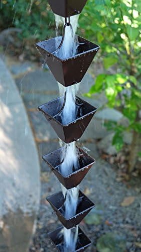 Nutshell Stores Medium Square Cups Rain Chain - Bronze - 9 Feet
