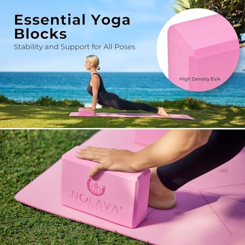 NOLAVA Yoga Mats & Complete Sets - TPE, Non-Slip - Includes Mat, Blocks, Strap, & More (6pc or 7pc Sets) - For Pilates, Yo...