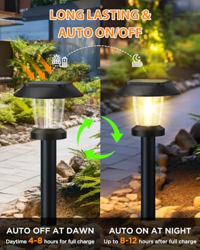 ALEPOD Solar Pathway Lights Outdoor - 8 Pack Solar Powered Garden Lights Waterproof IP65, Decor Landscape Lighting with Th...