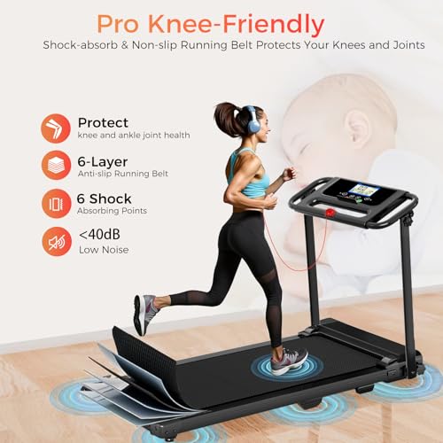 Portable Treadmill with Handle, 3.0HP Walking Pad Treadmill, Electric Compact Treadmills,Treadmills for Home Small Space w...