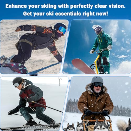 Meeloog Magnetic Ski Goggles Frameless Interchangeable Lens, UV Protection Snow Goggles, Snowboard Gear for Men Women Youth