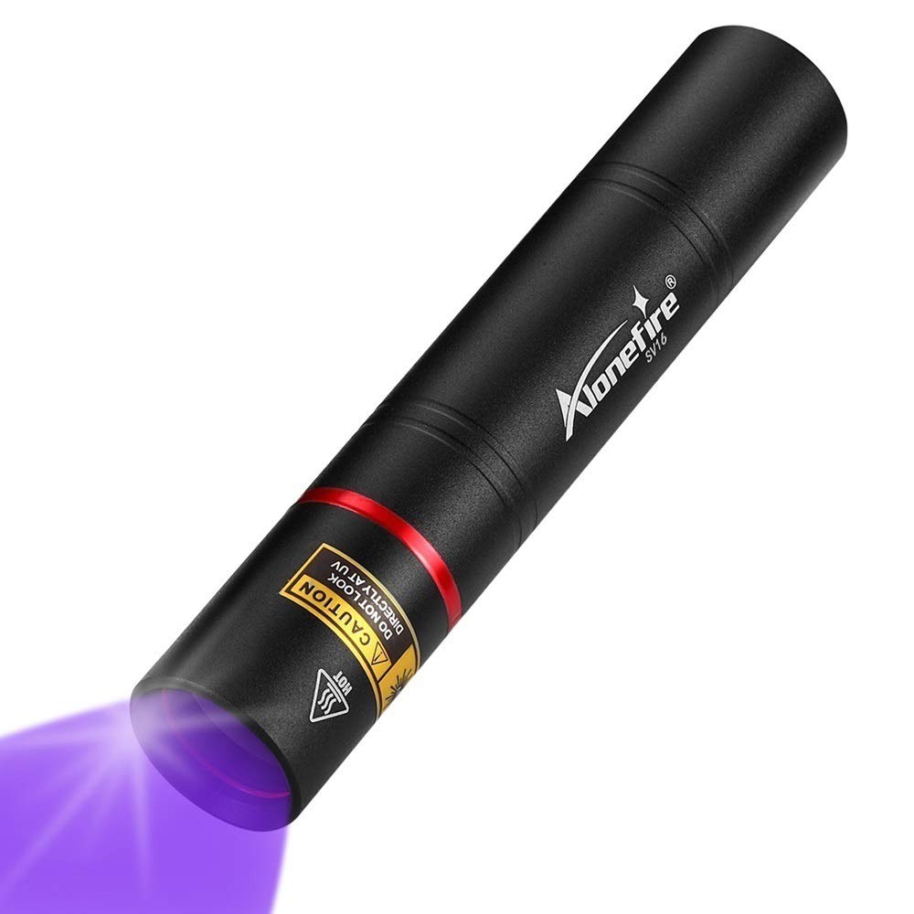 ALONEFIRE SV16 UV Flashlight, 5W Portable Black Light, USB Rechargeable, 365nm, Mini Urine Stain Detector