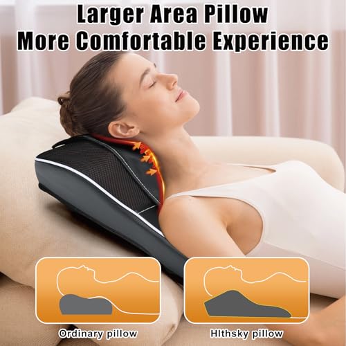 hlthsky Shiatsu Neck and Back Massager with Heat,Neck Massager for Pain Relief deep Tissue,3D Kneading Massage Pillow for ...