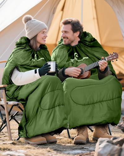 Sportneer 0 Degree Wearable Sleeping Bag for Adults & Kids – Walkable with Arm Zippers, Waterproof & Warm, Compact for Cam...