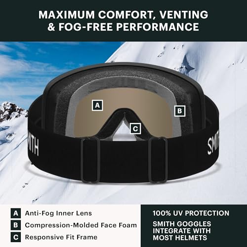 SMITH Transfer Snow Goggles – Performance Ski & Snowboard Goggles with Cylindrical Lens – For Men & Women