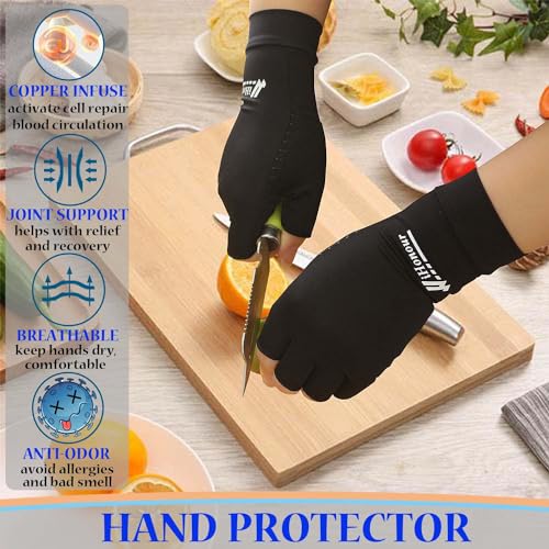 2 Pairs Copper Arthritis Gloves - Compression Gloves for Arthritis Pain Relief Rheumatoid Osteoarthritis Carpal Tunnel, Fi...