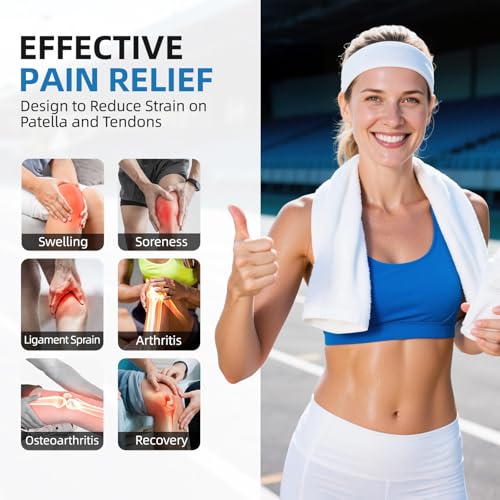 CAMBIVO Patella Tendon Support Knee Strap with Gel Pad and Side Stabilizers, Lightweight Knee Brace for Women and Men, Adj...