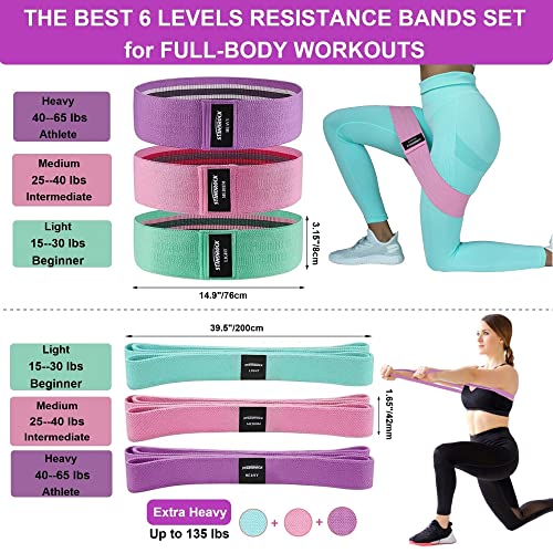 STANDROCK Fabric Resistance Bands for Working Out, 3 and 4 Levels Booty Bands Long Resistance Bands for Women and Men | El...